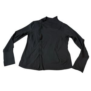 Yogalicious Size XL Black Asymmetrical Zip Active Jacket Womens Wrap Mock Neck